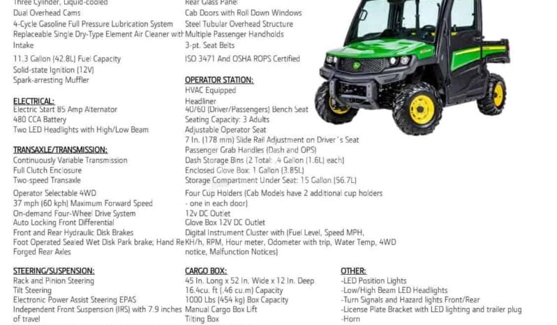 
								2019 John Deere Gator XUV 625i full									